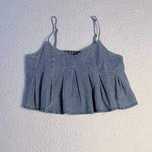 Klesis Light Wash Pleated Denim Camisole Crop Top NEW WITH TAGS